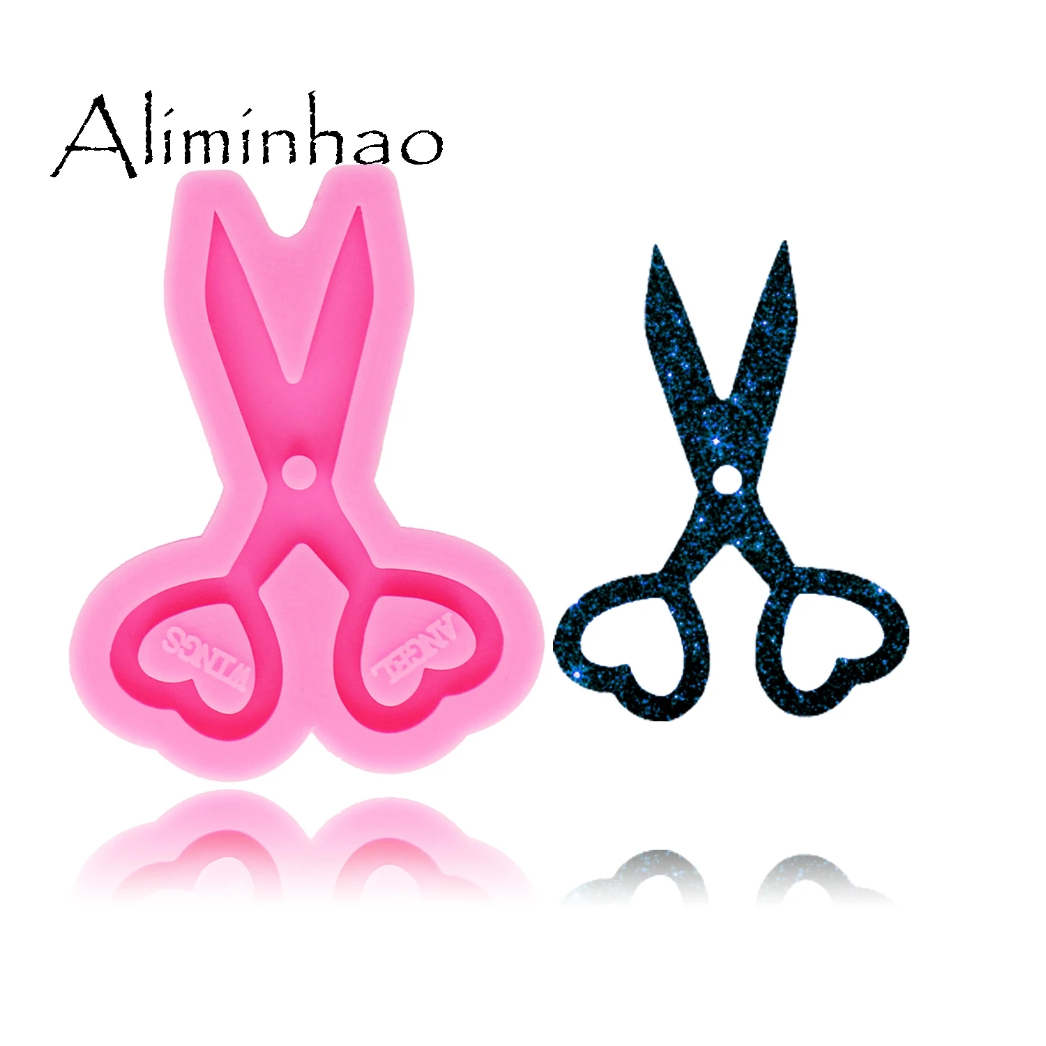 DY0263 блестящие мини в форме ножниц силиконовые формы DIY эпоксидная Форма Брелоки - Цвет: Pink 1pc DY0263
