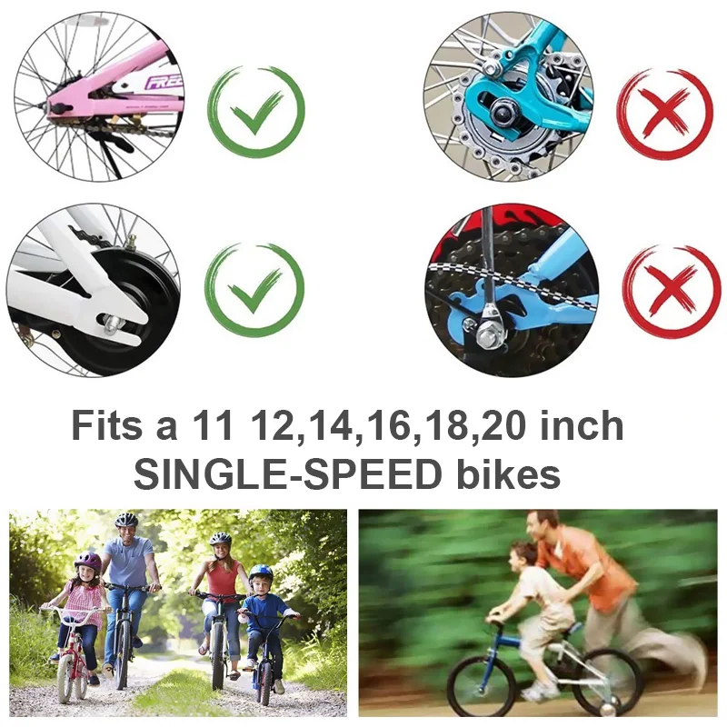 Roues de vélo d'entraînement muettes pour enfants, roue auxiliaire de vélo  pour enfants, stabilisateur de vélo à vitesse unique universel, 12 -20