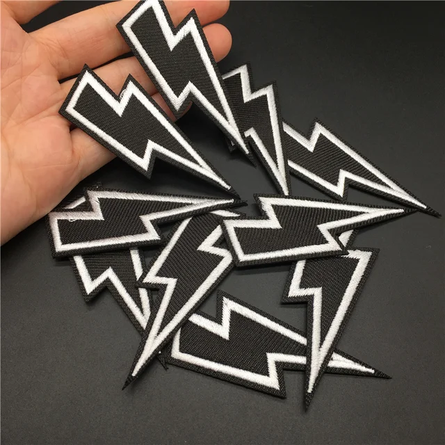 10 Pcs/Lot DIY Lightning Embroidered Patches | Iron-On Badges for Clothing, Fabric, Sewing Stickers, Appliques