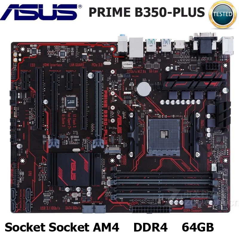 ASUS PRIME системная плата DDR4 разъем AM4 AMD Ryzen Athlon II 64 ГБ PCI E 3 0 USB3.1 оригинальная