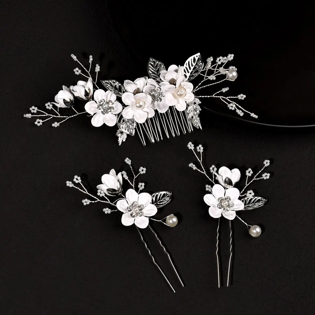 Wedding  Crystal Crown Bridal Clips Leaves Tiara  Flower Hair Pin  Hair Combs