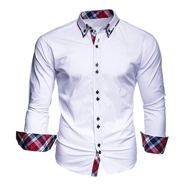 Men's business shirt long-sleeved slim-fit formal casual shirt Camisa Masculina size S-3XL white