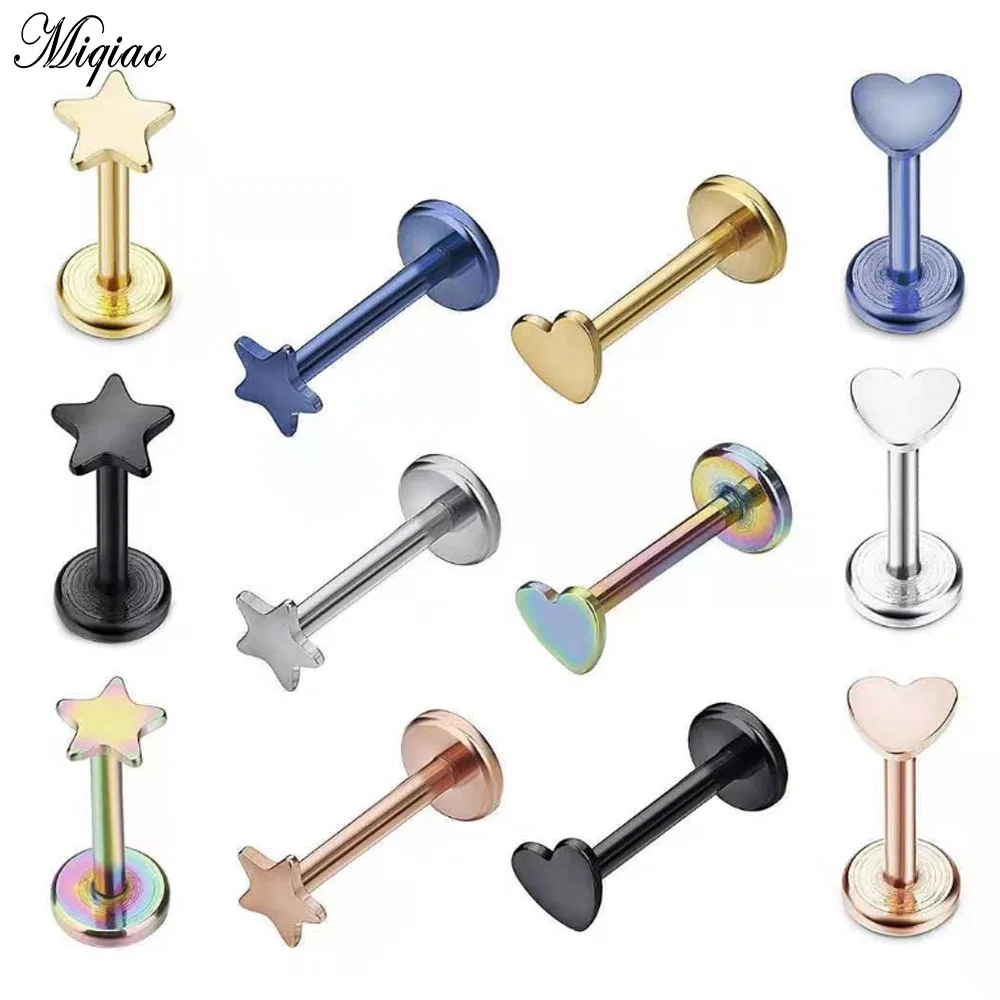 

Miqiao 2pcs Human Body Piercing Star Lip Nails Heart-shaped Tongue Nails European and American New Style