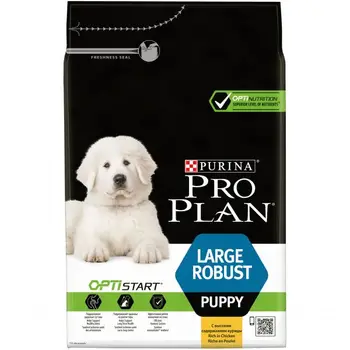 

Сухой корм Purina Pro Plan для щенков крупных пород с мощным телосложением, курица с рисом, пакет, 3 кг