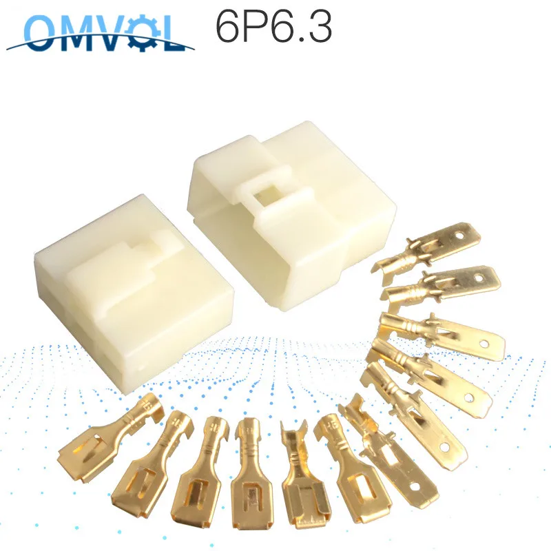 5 комплектов, 6,3 мм, 1 P, 2 P, 3 P, 4 P, 6 P, 8 P, 12 P, 14P pin/way, комплекты обжимных клеммных разъемов, штепсельная Вилка для мотоцикла, автомобиля - Цвет: 6.3 6P 5set