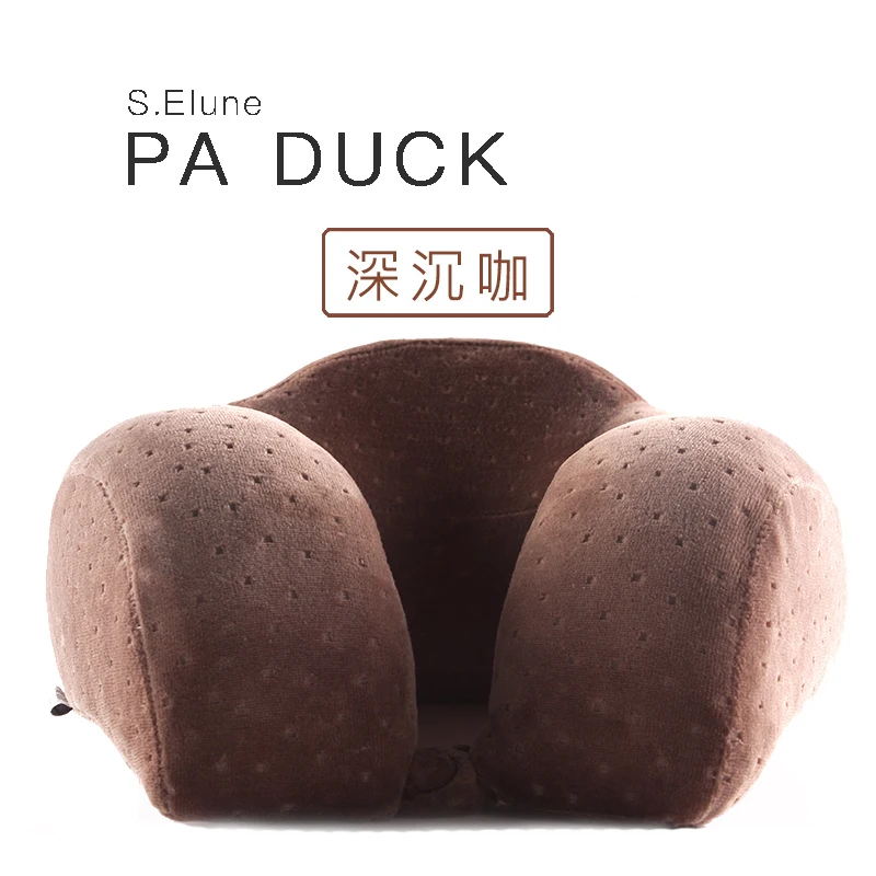 Coffee(PA Duck) U-образная подушка для путешествий, наполнитель пены памяти, хлопок, медленный отскок, подушка для шеи, самолет, сон в путешествиях затылочный шейный подушку - Цвет: Coffee(PA Duck)