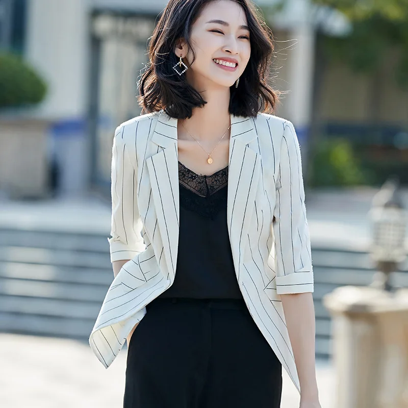 

New Style Stripes Small Suit Coat Women's 2020 Spring Korean-style Elegant Slim Fit Trend Leisure Suit Yzh8819