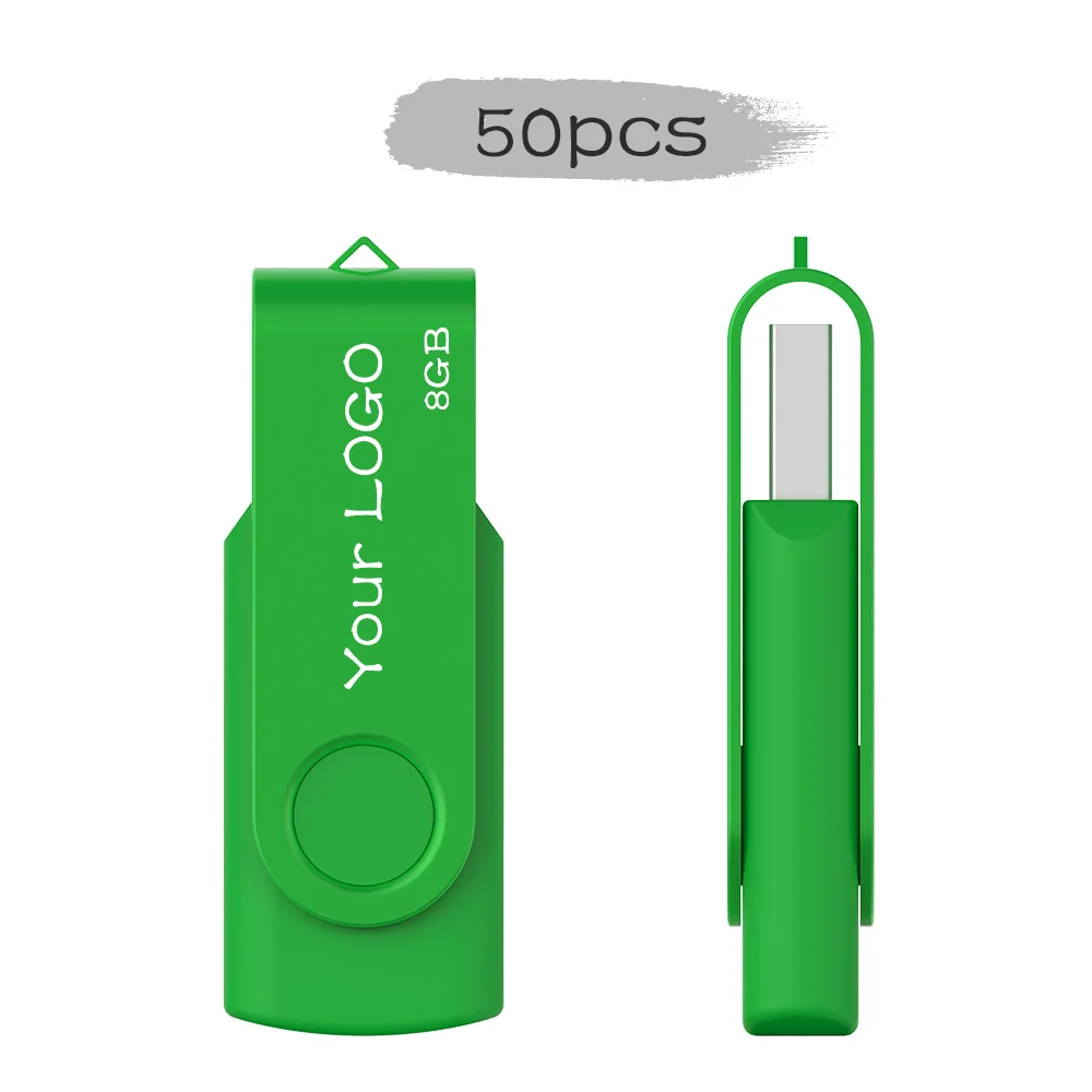 Модный Зеленый Поворотный Usb флеш-накопитель 50 шт. Pendrive 128MB 2GB 4GB 8GB 16GB 32GB 64GB