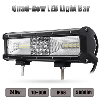 

2020 New 12 inch 240W LED Work Light Bar Combo Driving Lamps Waterproof 68 LED 6000K Quad-Row LED Light Bar Headlight Bulbs #Ger