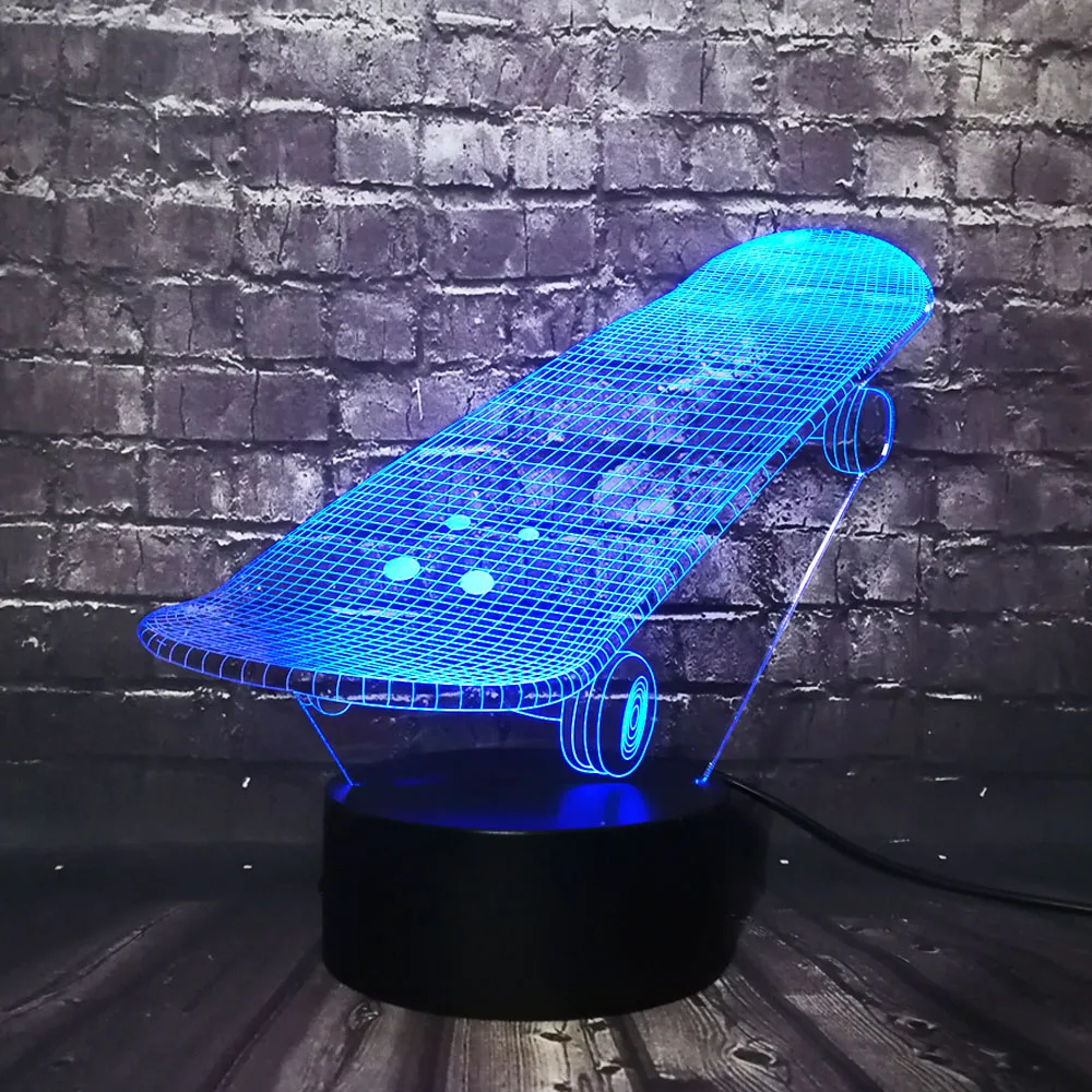 Новый спортивный скейтборд 3D LED USB лампа трехмерные инновационные Настольные