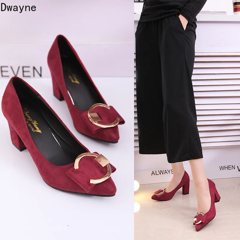 

2019 spring and autumn new women's shoes Korean version of pointed high-heeled shoes shallow suede single shoes