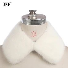 JKP натуральный мех норки воротник для женщин вязаный зимний теплый норковый шарф куртки аксессуар настоящий меховой воротник-шарф