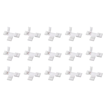 

uxcell 10mm 4P T-shape LED Strip Connector Quick Splitter for 5050 RGB 4 Conductor Strip Lights 15Pcs