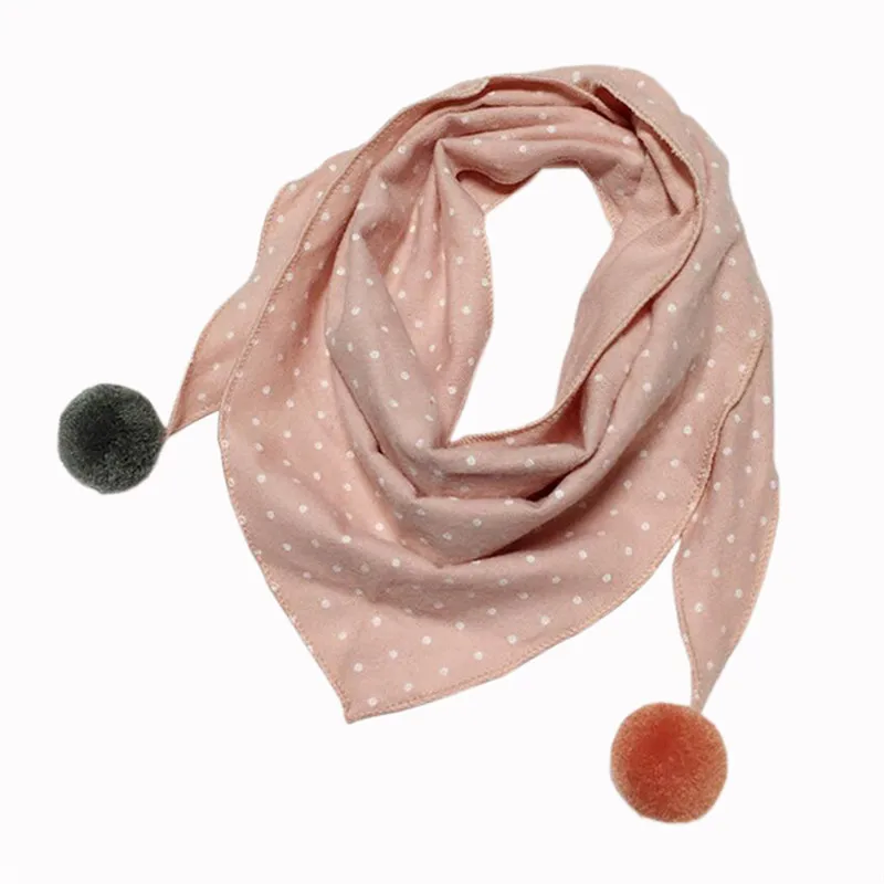light pink dot Весенний хлопковый шарф для мальчиков, слюнявчик для малышей, детский треугольный шарф, чистый цвет, Осень-зима, нагрудники для маленьких девочек, шарф - Цвет: light pink dot