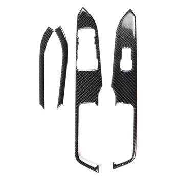 

4Pcs Carbon Fiber Interior Door Window Lift Button Panel Decorative Frame Cover Trim Stickers for Ford Mustang 2015 2016 2017