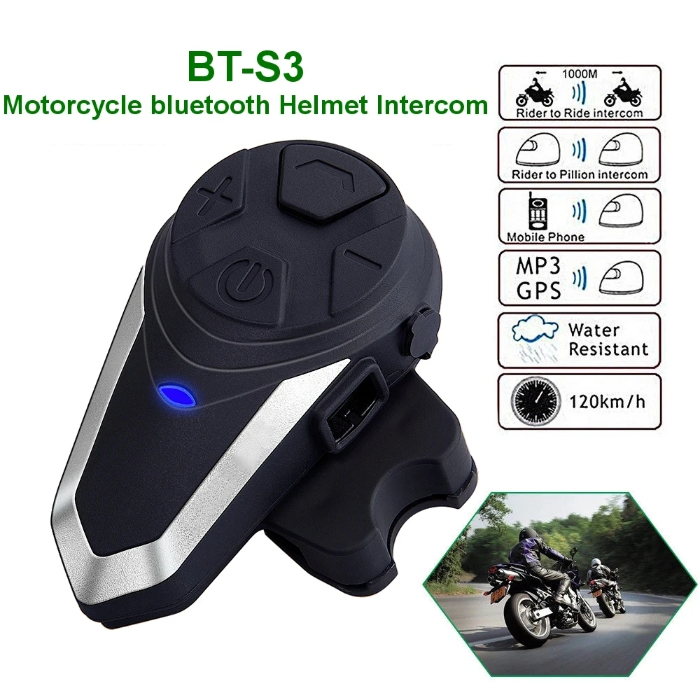 Bt S3 Motorcycle Helmet Intercom Bluetooth Headset Headphones Bts3 Motorbike Communication System Fm Radio 3 Riders Walkietalkie Helmet Headsets Aliexpress