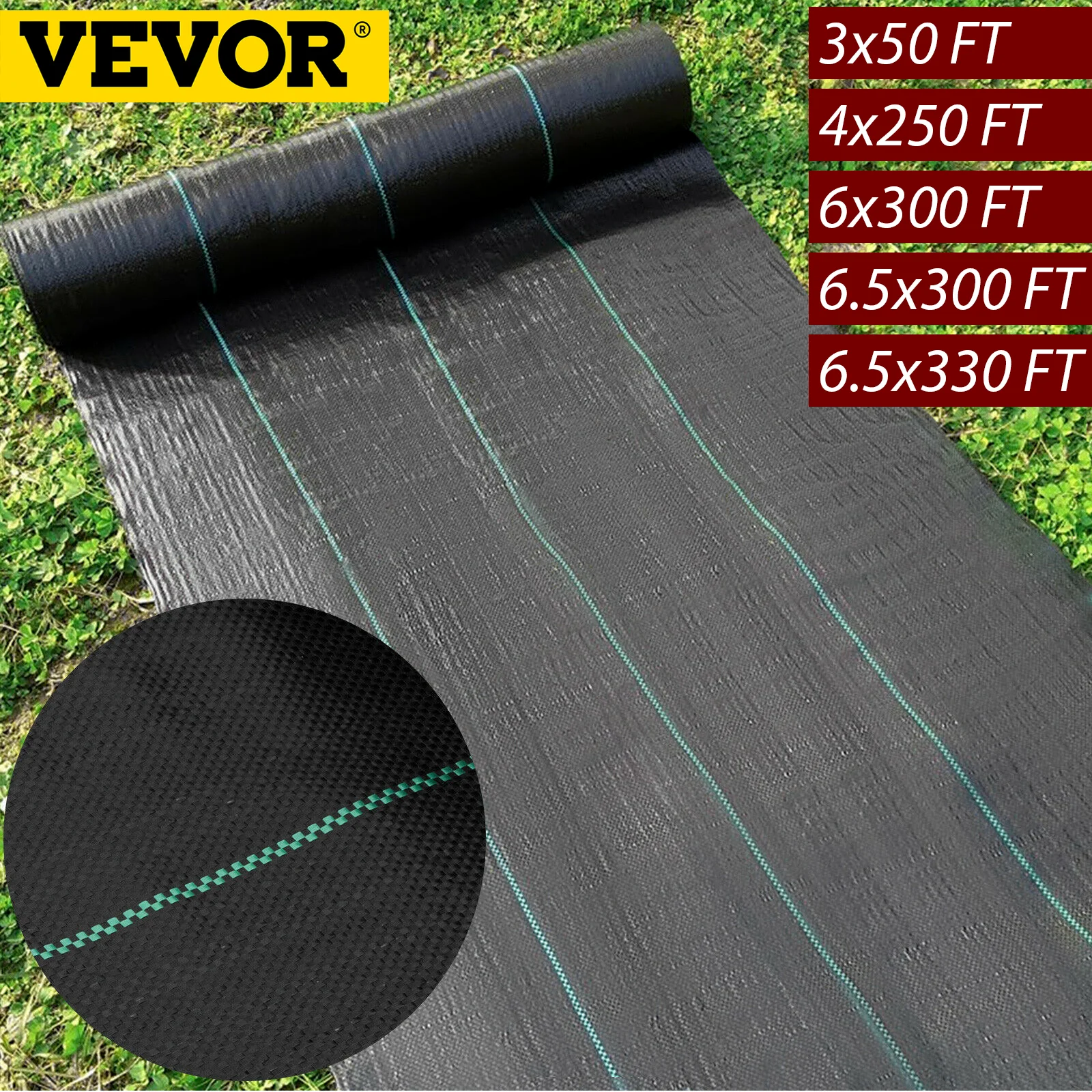 Vevor Large Weed Barrier Landscape Fabric Garden Woven Ground Cover Mat