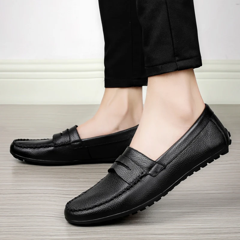 

Summer Genuine Leather Men Shoes Loafers Hole Soft Breathable Male Moccasins Flats Casual Boat Driver Footwear