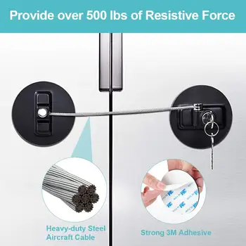 

Heavy-Duty Aircraft Cable Strong Adhesives Black Locks Refrigerator Lock Fridge Lock Keys Rustproof Freezer Lock For Children