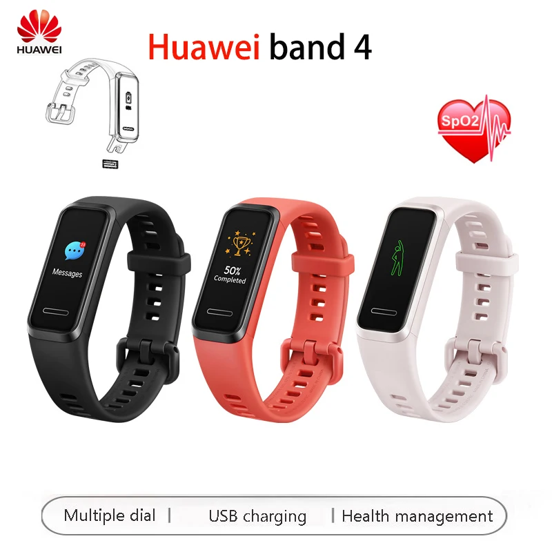 Смарт-браслет huawei Band 4, инновационные циферблаты, заглушка и зарядка, упреждающий мониторинг здоровья, SpO2, кислород крови