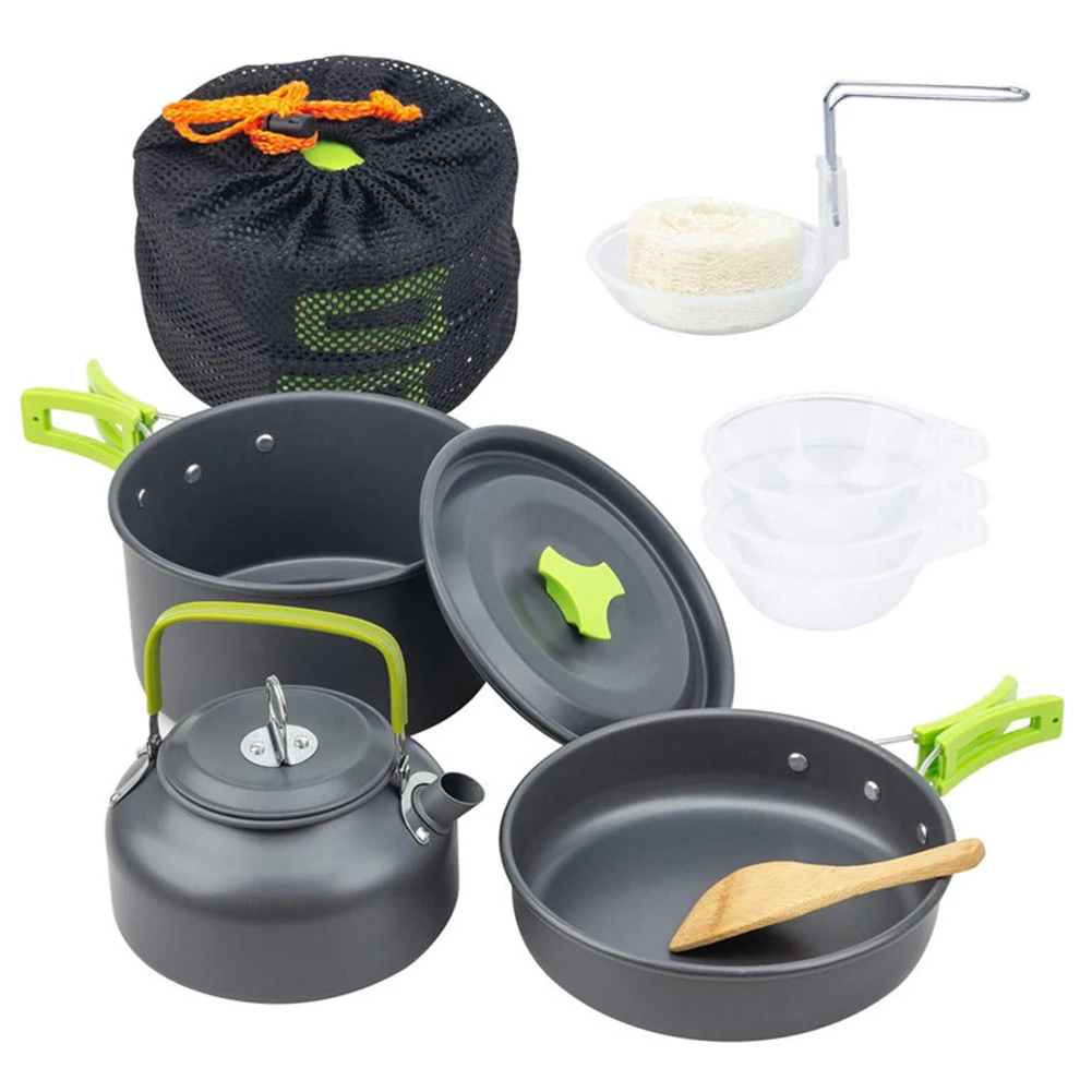 Portable Camping Cookware Kettle Set 23 People Outdoor Cooking Equipment Tableware Kit Kitchen