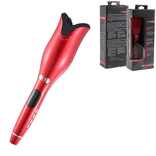 Red with box Розовый Многофункциональный ЖК-щипцы для завивки волос профессиональные инструменты для укладки бигуди палочка Waver Curl Автоматическая вьющаяся воздушная - Color: Red with box