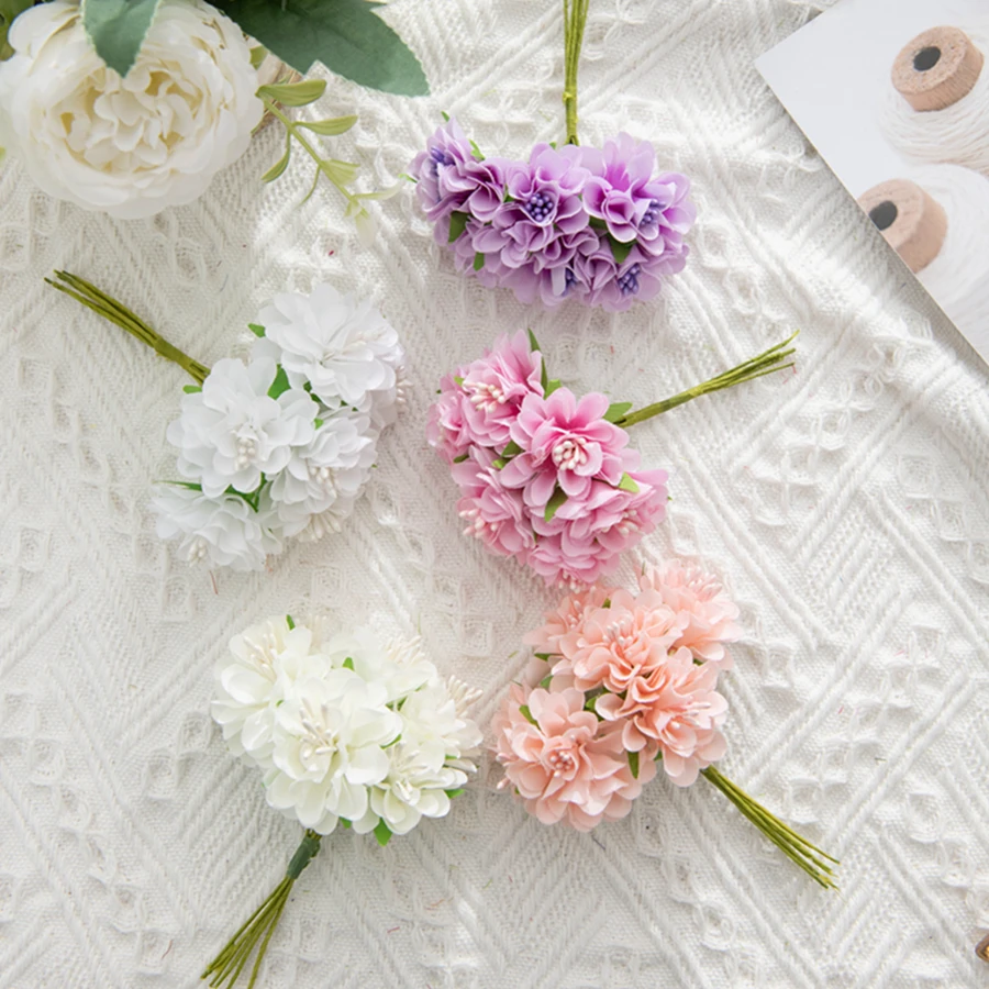 18 Stücke Künstliche Blumen Bouquet Staubblatt Hochzeit Party Diy Valentinstag Dekorationen Hause Handgemachte Girlanden Scrapbookings Gefälschte Pflanzen – Detail 5
