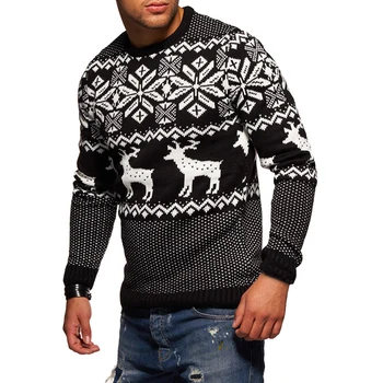 

Men's Elk Christmas Pullovers Autumn Winter Warm Wool Sweaters Men O-neck Long Sleeve Knitted Sweaters Casual Coats Knitwears