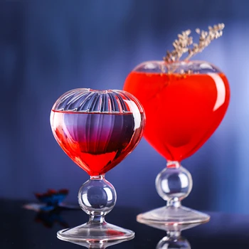 Vasos de cóctel en forma de corazón, transparente, creativo, Vodka, Brandy, vino, BARRA de VIDRIO, vasos de fiesta, decoración, regalos, copas de vino