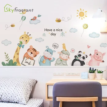 

Cartoon crooked head animals wall sticker kids room decoration bedroom bedside decor home self-adhesive wall decor stickers