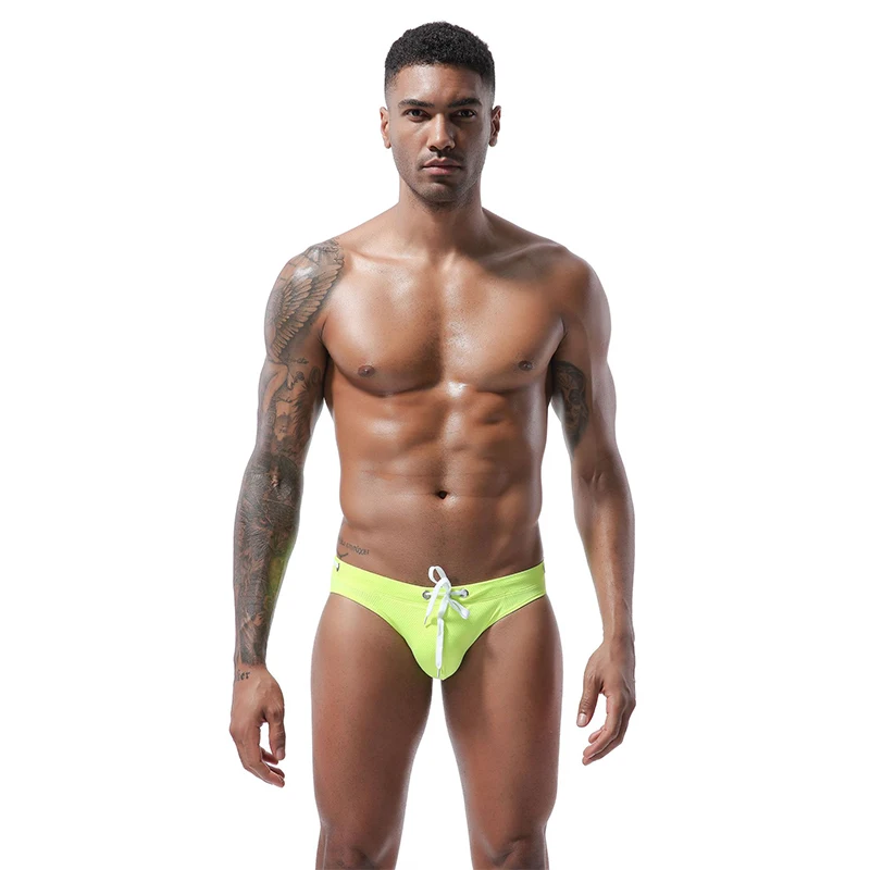 Мужские купальные шорты с низкой талией, без подкладки, купальные плавки, Одноцветный купальный костюм, боксеры, трусы для морского серфинга, гей, Мужская пляжная одежда