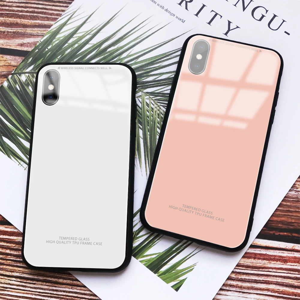 

Luxury Pure Color Tempered Glass Case For iPhone XS Max XR X Protective Shell For iPhone 6 6s 7 8 Plus 10 Xs Xr Back Cover Coque