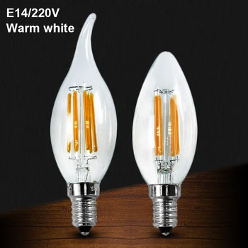 

C35 LED Candle Light Bulb E14 220v 2w 4w 6w Flame Lamp warm white glass vintage Edison bulb