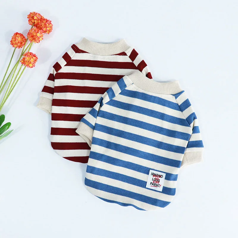 

French Bulldog Pet Clothes Striped Pet Shirt Cotton Clothing for Small Medium Dogs Costume Warm Dog Coat Pet Apparel Ropa Perro