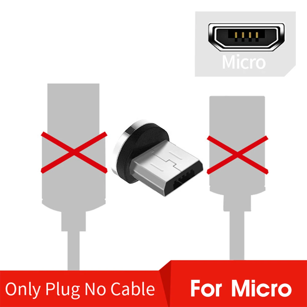 Магнитный кабель Micro USB, магнитный кабель для быстрой зарядки, 3 А, кабель usb type C, 1 м, провод для Android, для мобильного телефона, шнур для быстрой зарядки и передачи данных на телефонах - Цвет: plug