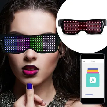 

Magic Wireless Led Party Glasses APP Control Luminous Glasses USB Charge DIY Edit Multi-lingual Quick Flash Led