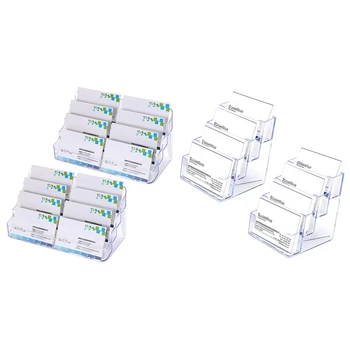 

2Pcs 8 Pockets Plastic Business Card Holder Stand Clear Desktop Countertop Index Card Filing Display & 2Pcs 4 Pockets