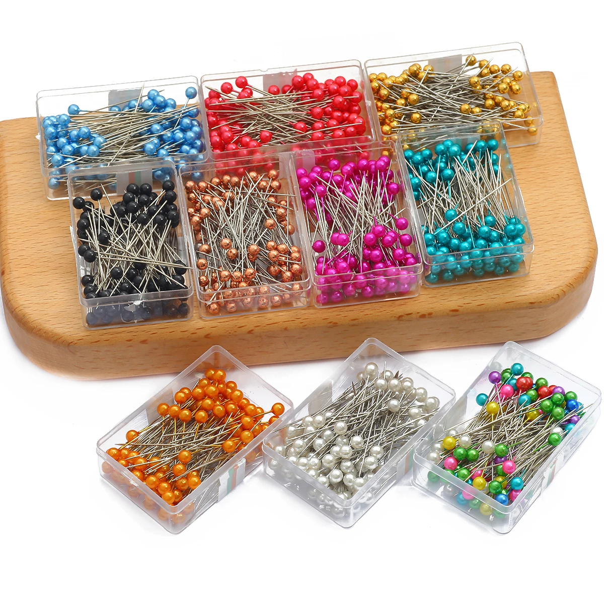 800pcs Sewing Pins for Fabric - Cuttte 8 Boxes Straight Pins with Colored  Ball Glass Heads 1.5