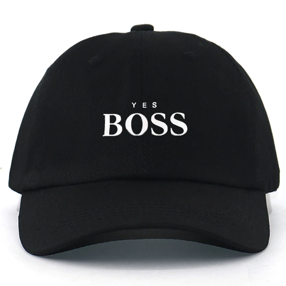 Модная бейсболка с надписью Yes Boss dad hat, хлопок, регулируемая бейсболка, новые хип-хоп кепки унисекс - Цвет: Черный