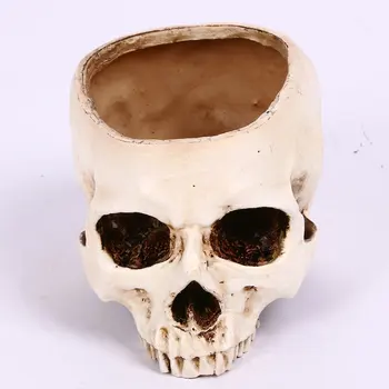 

Resin Skull Ashtray Succulent Plant Pot Human Skull Model Flower Pots Tabletop Storage Tank Halloween Horror Decor Spoof Gifts