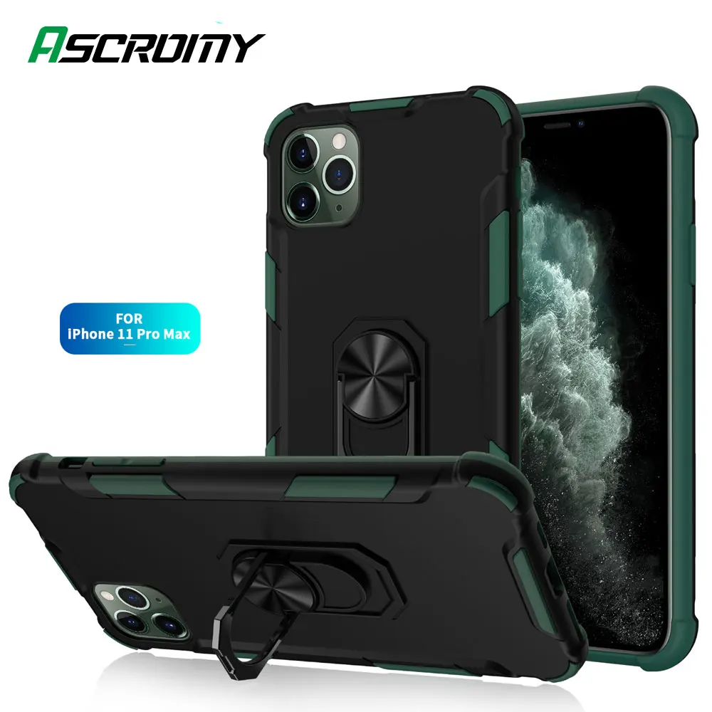 Военный палец кольцо стенд чехол для телефона Apple iPhone 11 Pro Max iPhone11 сверхмощный