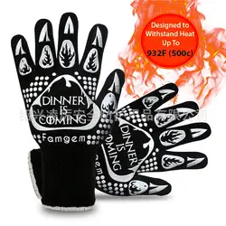 Высокотемпературная упорная силикагель термостойкие перчатки/тепла устойчивая изоляция перчатки/барбекю микроволновая печь 300 градусов