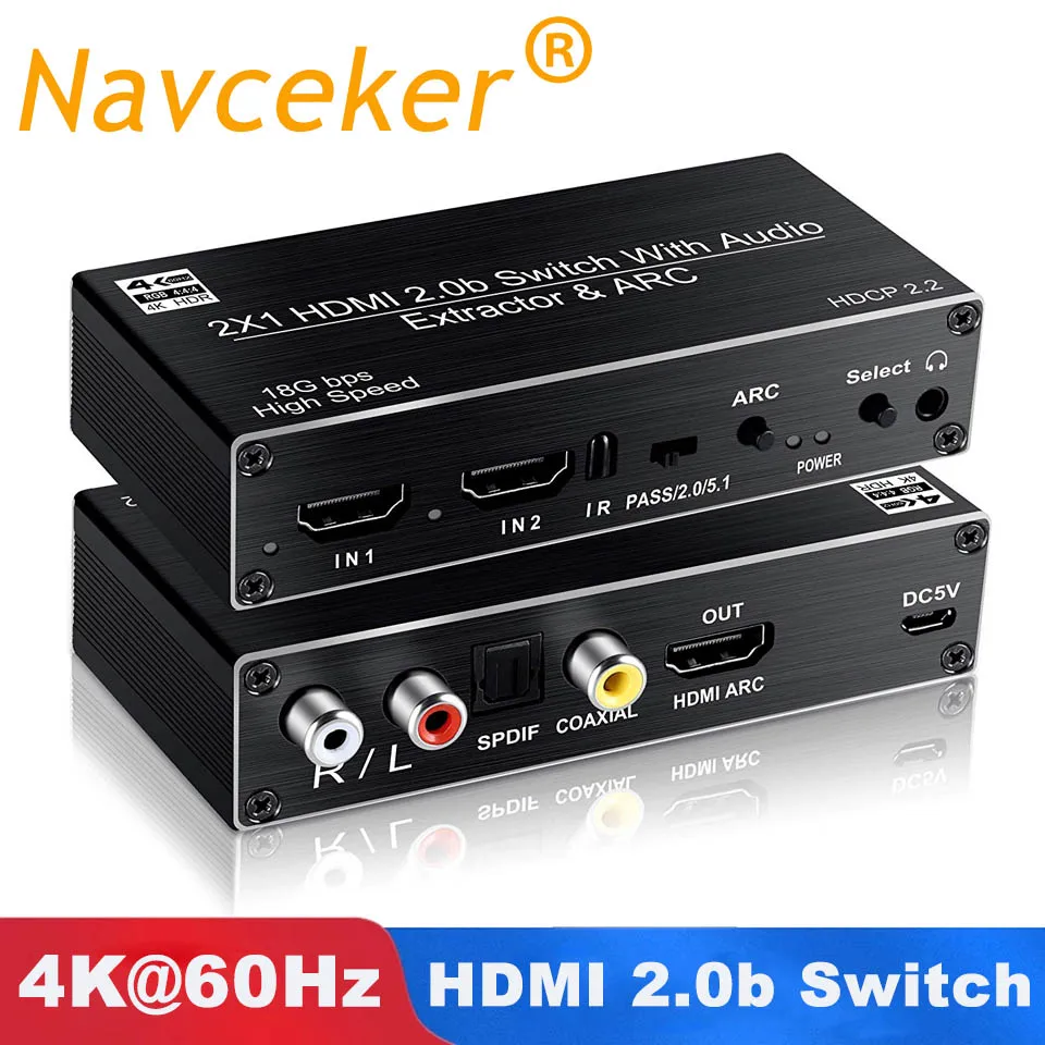 Мини 4K HDMI коммутатор 2x1 HDMI 2,0 коммутатор 4x1 HDR HDMI коммутатор Аудио экстрактор с ARC и ИК-управлением для PS4 Apple tv HD tv