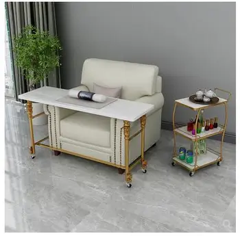 

Single layer removable manicure table with manicure sofa single marble solid wood manicure table Japanese manicure simple