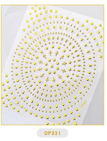 DP331 1 лист, металлическая наклейка для дизайна ногтей, s Gold 3D, луна/звезда/треугольник, геометрические узоры, наклейка для ногтей, клей, наклейки для маникюра, Новинка - Цвет: DP331