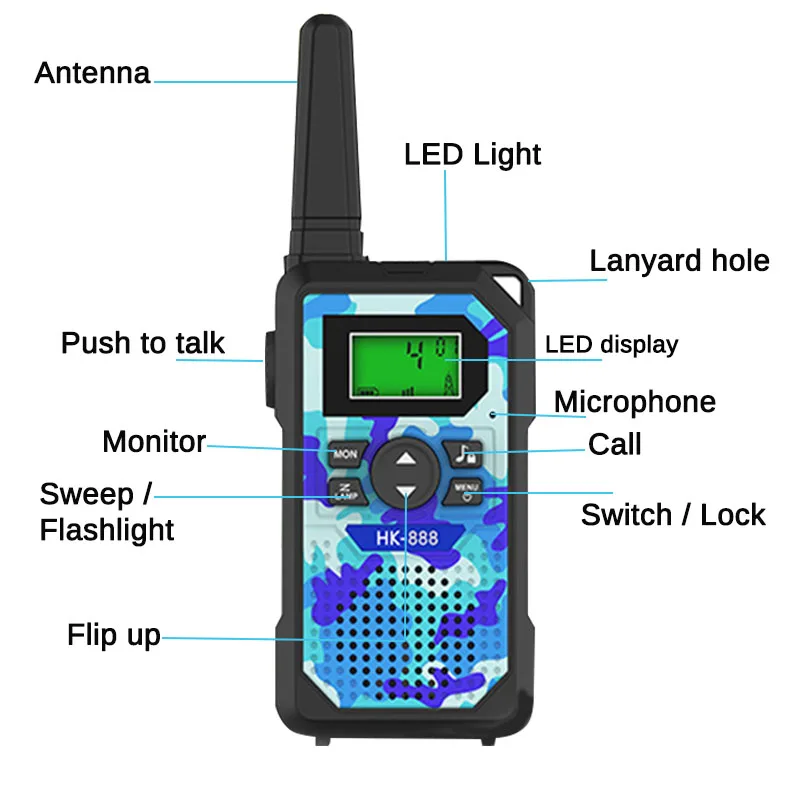 2 шт игрушка Walkie Talkie детская радиостанция двухстороннее радио большой диапазон ручной фонарик приемопередатчика коммуникатор подарки для детей