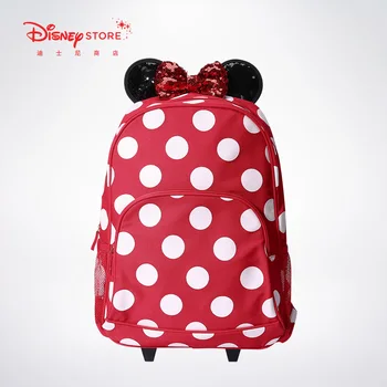 

Original Disney Lovely Minnie Red Roller Pull Rod Bag Double Shoulder Bag Student Schoolbag Pull Rod Backpack 6930018950704