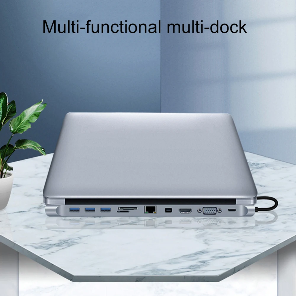 Алюминиевый 11 в 1 концентратор usb type-C к USB3.0 TF HDMI VGA RJ45 Мини DP док-станция адаптер для MacBook