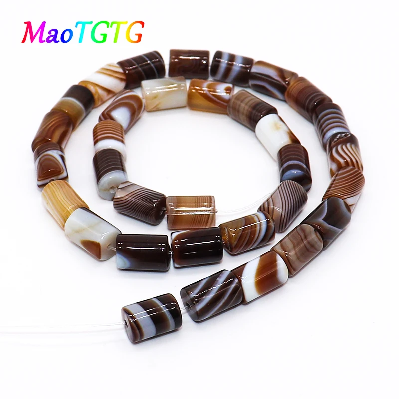 

Natural Brown Striped Agates Beads For Jewelry Making DIY Bracelet Necklace