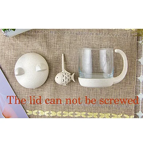 Cat Glass Tea Mug Cup with Fish Tea Infuser Strainer Filter 250ML8OZ (White)8